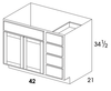 VBR42 - Dartmouth White - Vanity Sink/Drawer Combo - 3 Drawers on Right