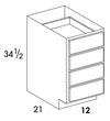 VDB12 - Dartmouth Pewter - 4 Drawer Vanity Base