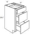 VDB1521 - Upton Brown - 3 Drawer Vanity Base