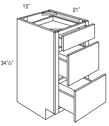 VDB15-3 - Concord Pebble Gray - Vanity Drawer Base - Triple Drawers - 15"W x 34.5"H x 21"D