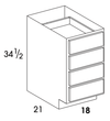 VDB18 - Dartmouth Pewter - 4 Drawer Vanity Base