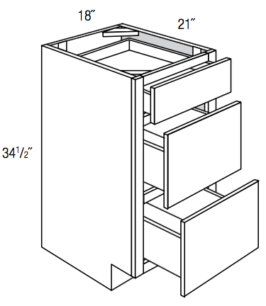 VDB1821 - Amesbury White - 3 Drawer Vanity Base