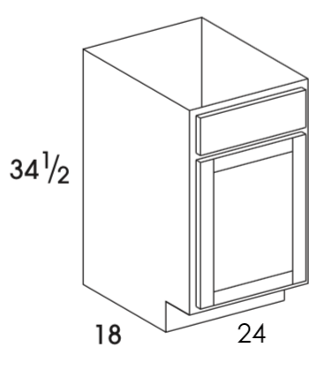 VSB2418 - York White - Vanity Sink Base - 18" Deep - Single Door - Special Order