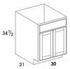 VSB30 - York Grey Stain - Vanity Sink Base - Butt Doors