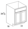 VSB3318 - York Grey Stain - Vanity Sink Base - 18" Deep - Butt Doors - Special Order