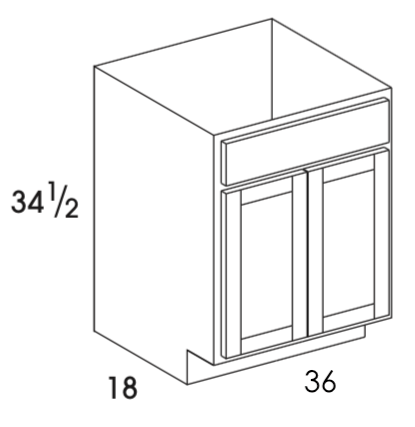 VSB3618 - Berwyn Opal - Vanity Sink Base - 18" Deep - Butt Doors - Special Order