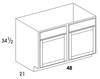 VSB48 - York White - Vanity Sink Base - Double Doors