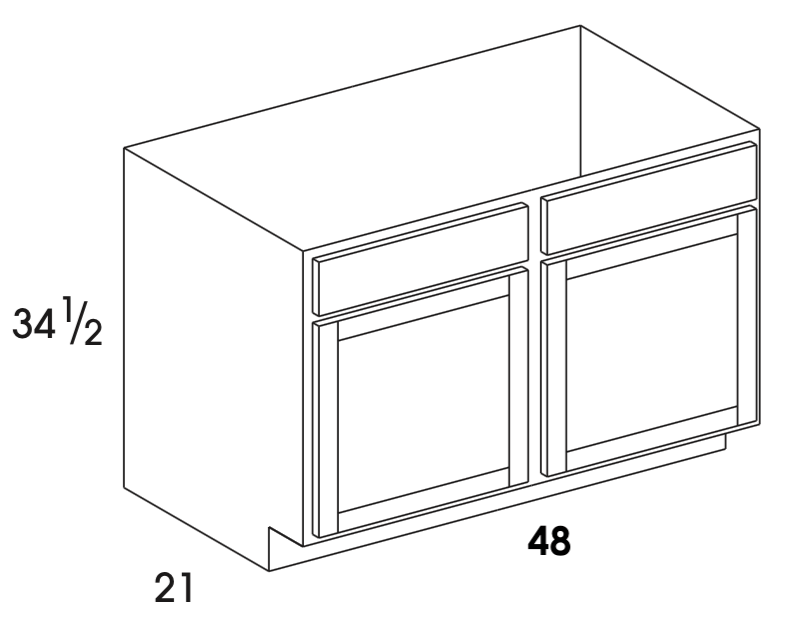 VSB48 - York White - Vanity Sink Base - Double Doors