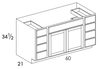 VSB60DB8 - York White - Vanity Sink/Drawer Combo - 8 Drawers - Special Order