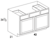 VSDB42 - Dartmouth Pewter - Vanity Sink/Drawer Combo - Two Doors/Drawers