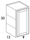 W0930 - Dartmouth Brownstone - Wall Cabinet - Single Door