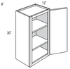 W0930 - Concord Pebble Gray - Wall Cabinet - Two Double Doors/Two False Drawer Front - 9"W x 30"H x 12"D