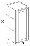 W0936 - Dartmouth Pewter - Wall Cabinet - Single Door