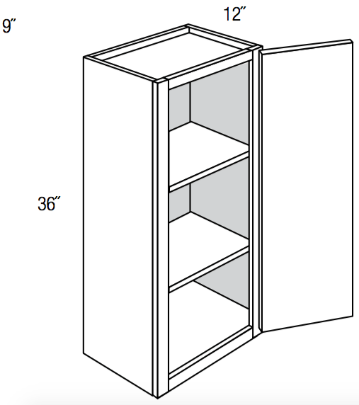 W0936 - Dover White - Wall Cabinet - Single Door