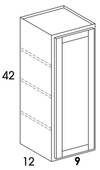 W0942 - Dartmouth Pewter - Wall Cabinet - Single Door