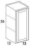 W1236 - Dartmouth White - Wall Cabinet - Single Door