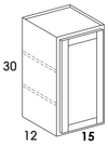 W1530 - Dartmouth White - Wall Cabinet - Single Door