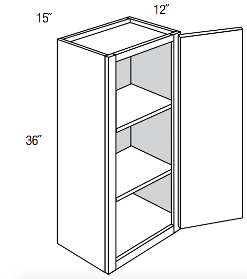 W1536 - RTA Concord Polar White - Wall Cabinet - Single Door - 15"W x 36"H x 12"D