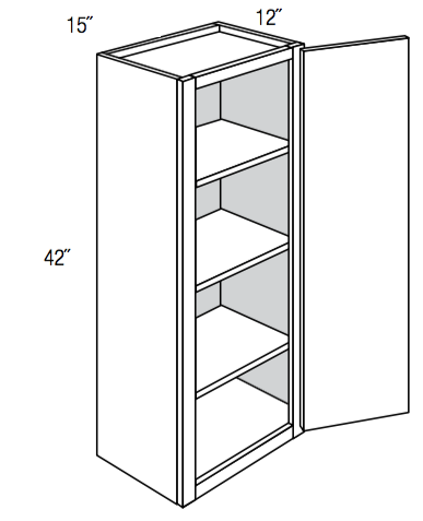 W1542 - Concord Pebble Gray - Wall Cabinet - Single Door - 15"W x 42"H x 12"D