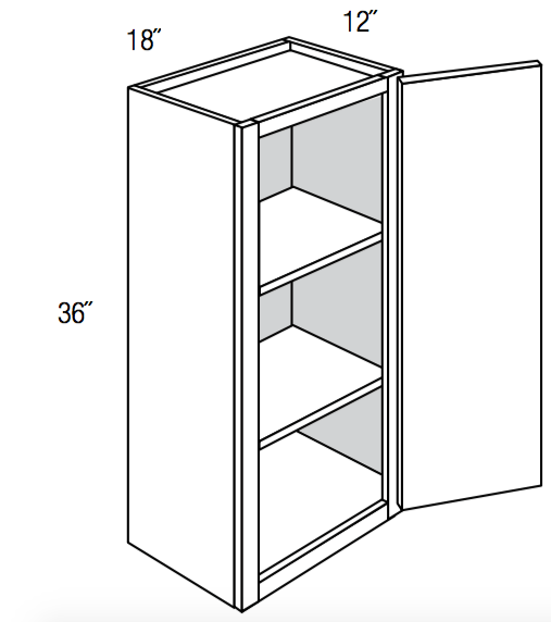 W1836 - Amesbury Mist - Wall Cabinet - Single Door