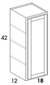 W1842 - Dartmouth Pewter - Wall Cabinet - Single Door