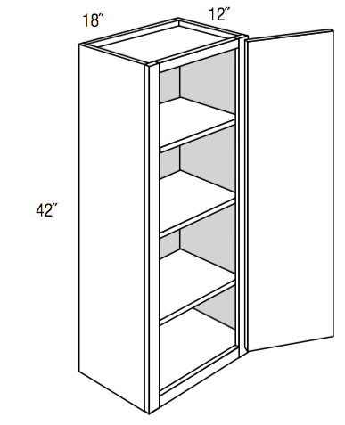 W1842 - Concord Pebble Gray - Wall Cabinet - Single Door - 18"W x 42"H x 12"D