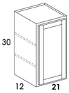W2130 - Dartmouth Brownstone - Wall Cabinet - Single Door