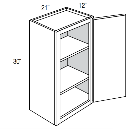 W2130 - Concord Pebble Gray - Wall Cabinet - Single Door - 21"W x 30"H x 12"D