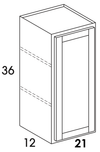 W2136 - Dartmouth Brownstone - Wall Cabinet - Single Door
