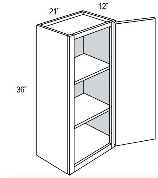 W2136 - Concord Pebble Gray - Wall Cabinet - Single Door - 21"W x 36"H x 12"D