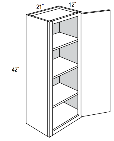 W2142 - RTA Concord Polar White - Wall Cabinet - Single Door - 21"W x 42"H x 12"D