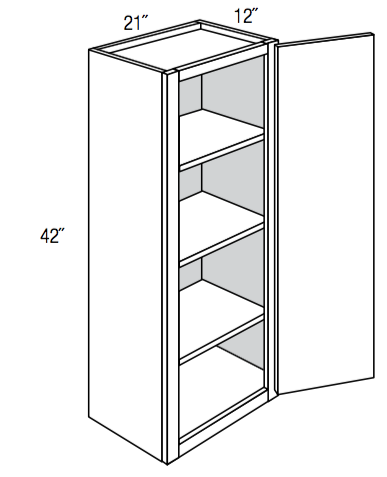 W2142 - Concord Pebble Gray - Wall Cabinet - Single Door - 21"W x 42"H x 12"D