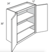 W2430B - Upton Brown - Wall Cabinet - Butt Doors