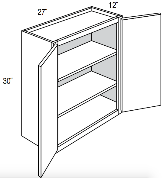 W2730B - Upton Brown - Wall Cabinet - Butt Doors