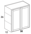 W3036 - Dartmouth Pewter - Wall Cabinet - Butt Doors