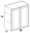 W3036 - Dartmouth Grey Stain 5 Piece - Wall Cabinet - Butt Doors