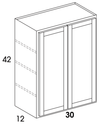 W3042 - Dartmouth Grey Stain 5 Piece - Wall Cabinet - Butt Doors