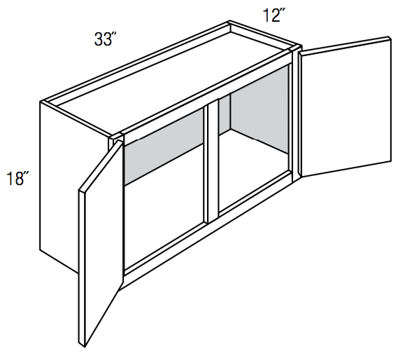 W3318 - RTA Concord Polar White - Wall Cabinet - Double Door - 33"W x 18"H x 12"D