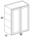 W3342 - Dartmouth Pewter - Wall Cabinet - Butt Doors