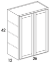 W3642 - Dartmouth Pewter - Wall Cabinet - Butt Doors