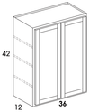 W3642 - Dartmouth White - Wall Cabinet - Butt Doors