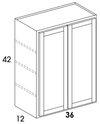 W3642 - York White - Wall Cabinet - Butt Doors