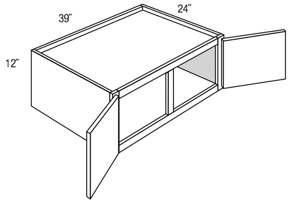W391224 - Dover White - Refrigerator Wall Cabinet - 12" High x 24" Deep - Double Doors