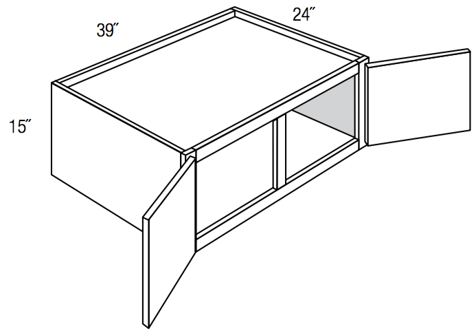 W391524 - Dover Castle - Refrigerator Wall Cabinet - 15" High x 24" Deep - Double Doors