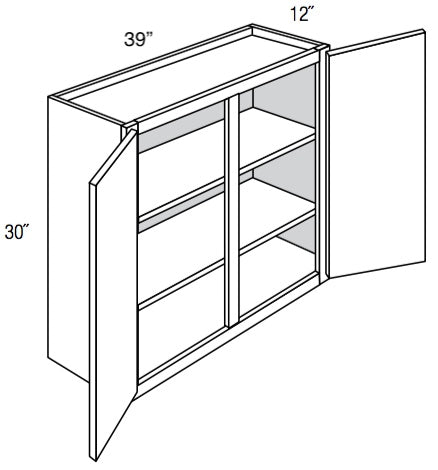 W3930 - RTA Concord Polar White - Wall Cabinet - Double Door - 39"W x 30"H x 12"D