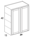 W3942 - Dartmouth White - Wall Cabinet - Double Doors - Special Order