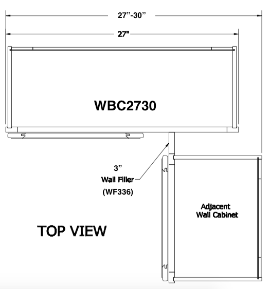 WBC2730 - Norwich Recessed - 30" High Wall Blind Corner Cabinet