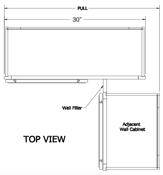 WBC30-3342U - RTA Concord Polar White - Blind Wall Cabinet - Single Door - 30-33W x 42"H x 12"D