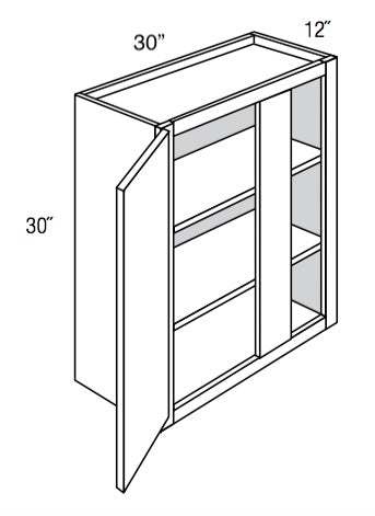 WBC30-3330U - RTA Concord Polar White - Blind Wall Cabinet - Single Door - 30-33W x 30"H x 12"D