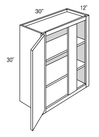 WBC30-3330U - Concord Pebble Gray - Blind Wall Cabinet - Single Door - 30-33W x 30"H x 12"D